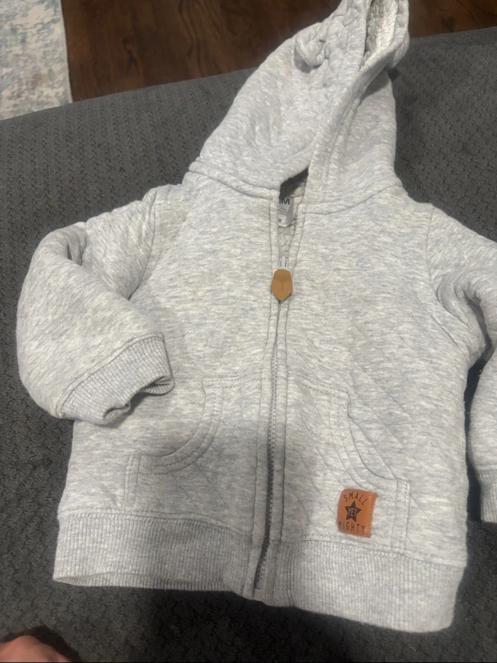 🟢10/$10 - Kids Light Gray Hooded Zip-Up Sweatshirt